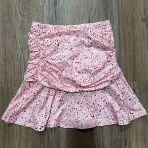 Pink Floral Ruched Skirt